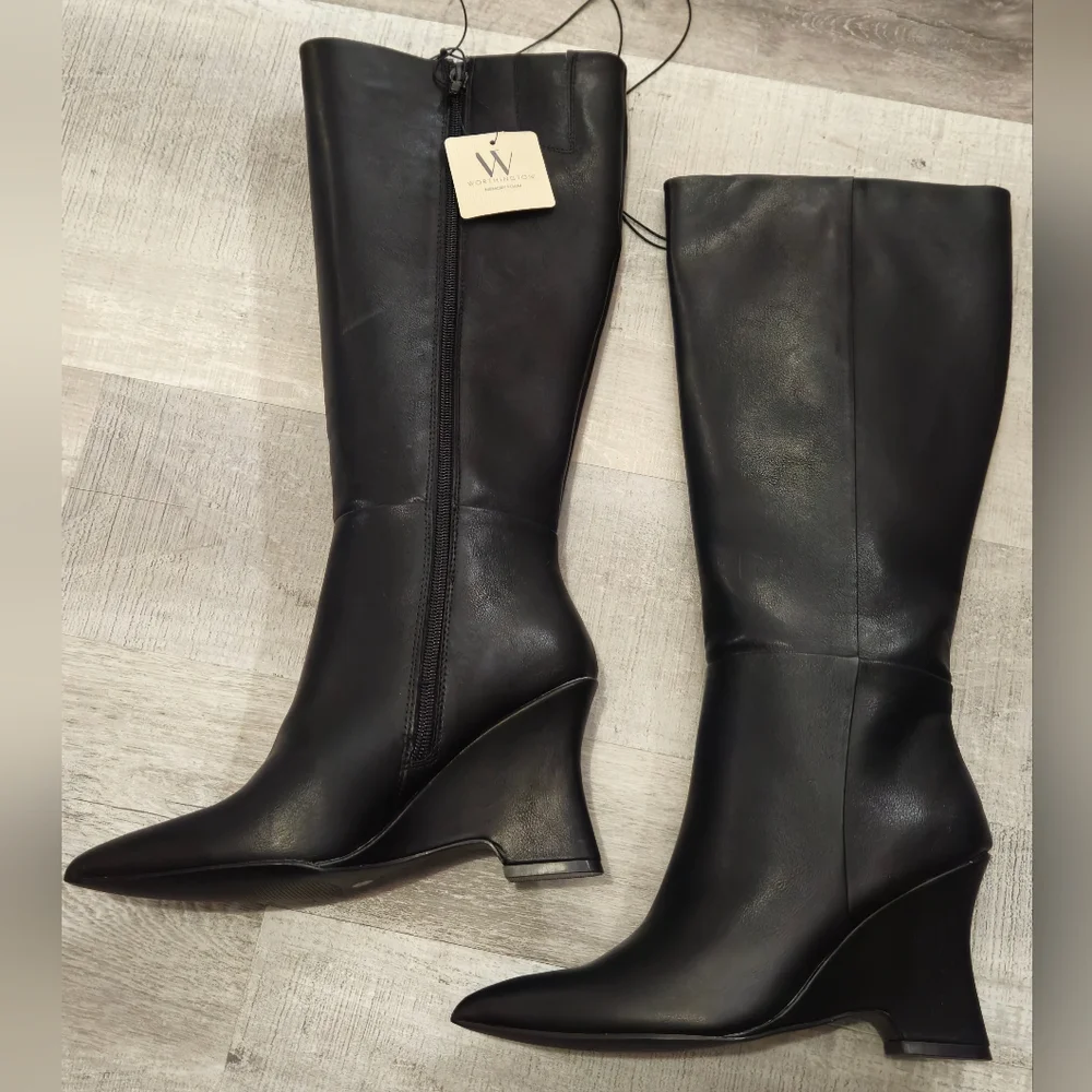 BNIB Worthington Shari Black Wedge Heeled Boots 6.5 - Picture 5 of 9
